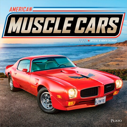 Plato; American Muscle Cars OFFICIAL | 2027 12 x 24 Inch (Hanging) Monthly Square Wall Calendar | Foil Stamped Cover; Category:Wall Calendars; Image:1